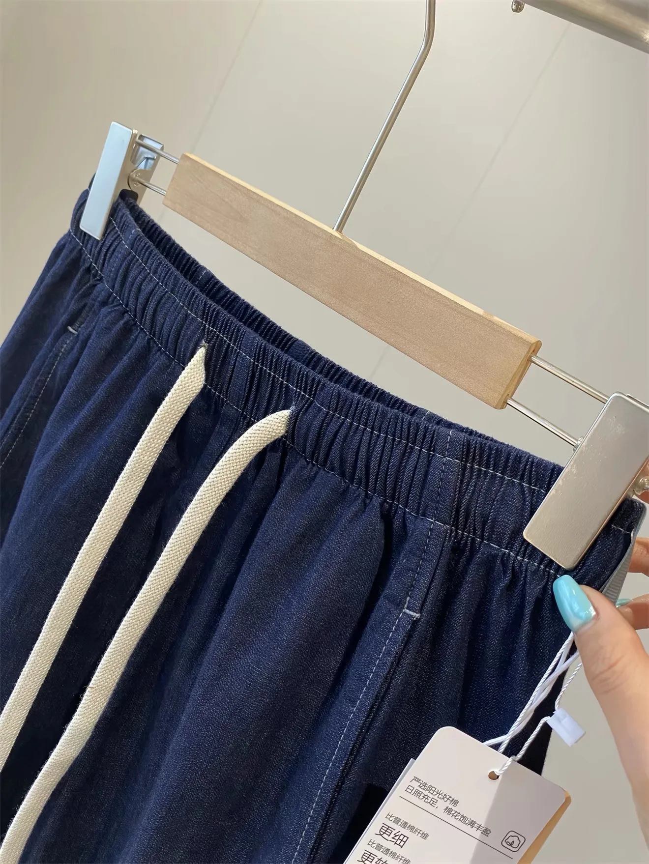 Casual Cotton Linen Blend Drawstring Waist Shorts Eco-friendly Dyed High Waist Loose Fit Straight Leg Commute Style Women's J...
