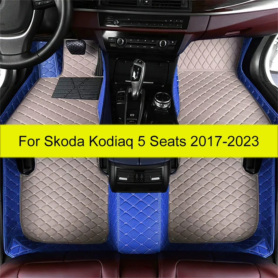 

Индивидуальные автомобильные коврики для Skoda Kodiaq, пять сидений, 2017-2023, 2018, автомобильные подкладки для ног, задняя крышка, аксессуары для интерьера