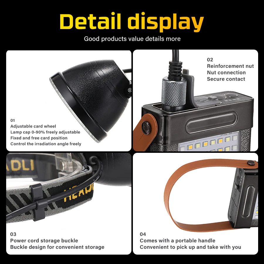 20000 mAh Powerful LED Headlamp 8 Mode Lighting Head Flashlights Outdoor Camping Fishing Split Headlight Emergency Power Bank