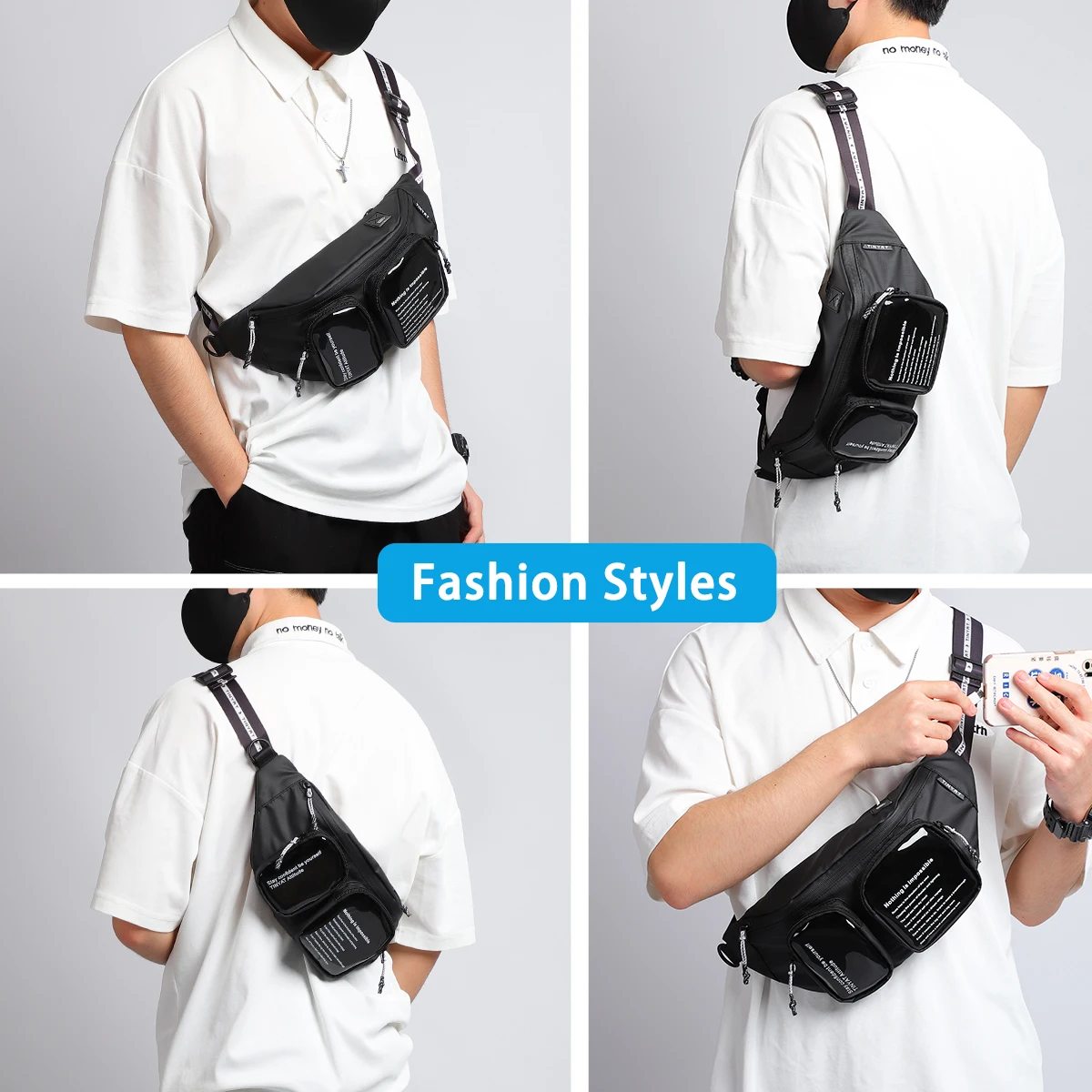 Tinyat homem cinto bolsa de viagem esportes fanny pacote zíper à prova dwaterproof água bolsa de cintura feminina para o telefone moda ombro peito