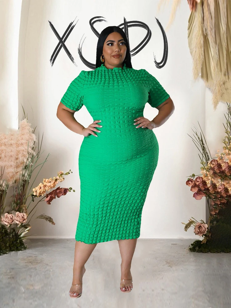 Casual Woman Summer Dresses with Short Sleeve Elegant Plus Size Dresses One Piece Sexy Midi Dress Wholesale Dropshipping