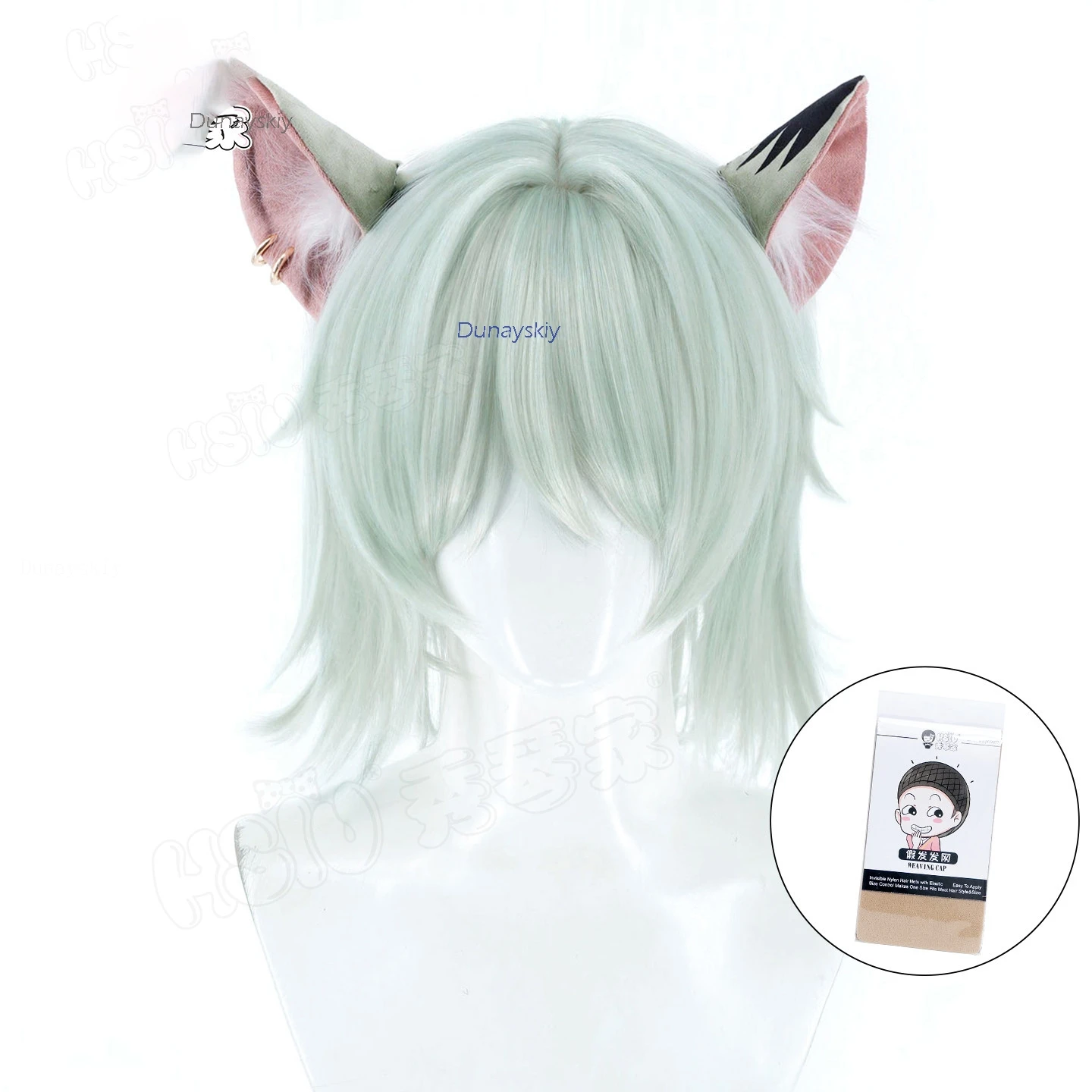 Yaniko Cosplay Satou Wig Ears Tail Fullset Anime Satou Costume Wig-Chainsmoker Cat 2026 Halloween Cosplay Roleplay Accessories view 6