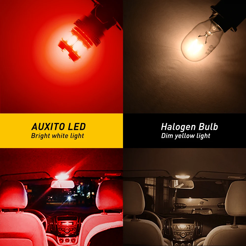 AUXITO 10Pcs W5W T10 Red LED Light Canbus 168 194 LED Bulbs Error Free Car Parking Side Marker Number Plate Interior Trunk Lamp