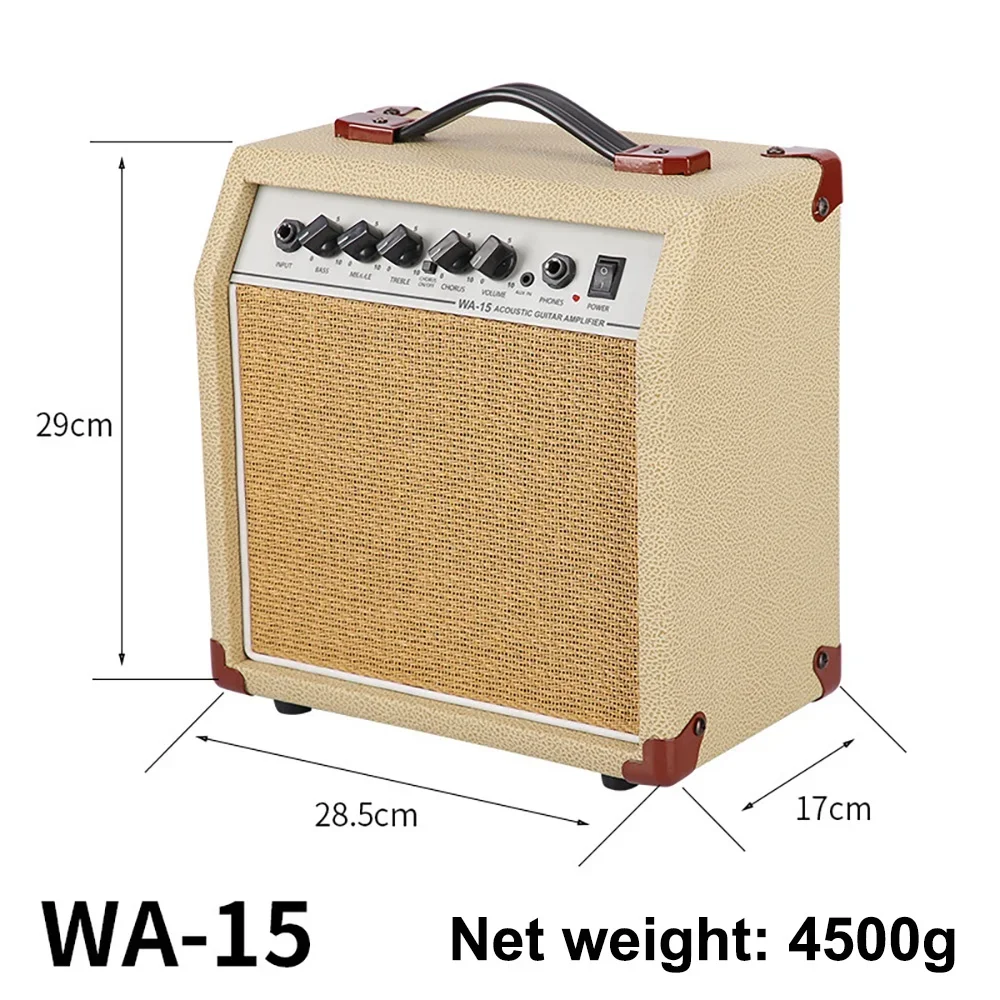 Mini Portable Guitar Amplifier Combo For Electric Guitar Acoustic Guitar Practice 15W 27.5*15*30cm