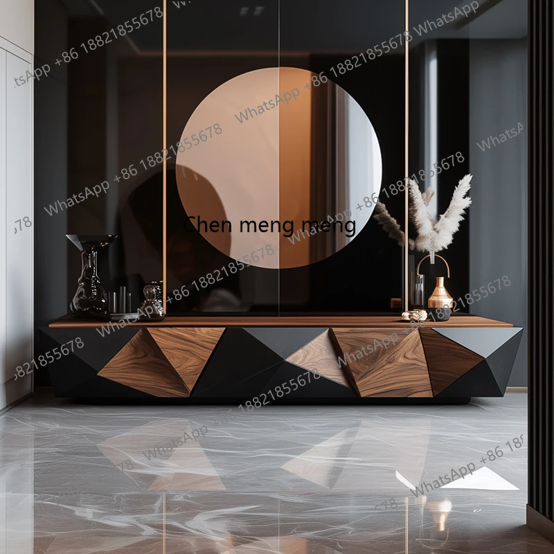 

Italian minimalist solid wood TV cabinet, modern living room wall locker, retro art side cabinet, ancient style