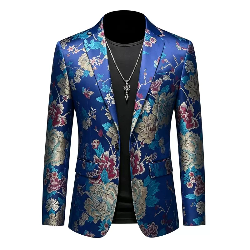 Autumn New Men Luxury Fashion Printed Suit Jacket 2026 High Quality Paisley Floral Printed Party Banquet Men Suits Coat Tuxedo