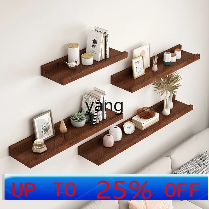 LTT Nordic style wall solid wood shelf living room baffle TV background wall decoration