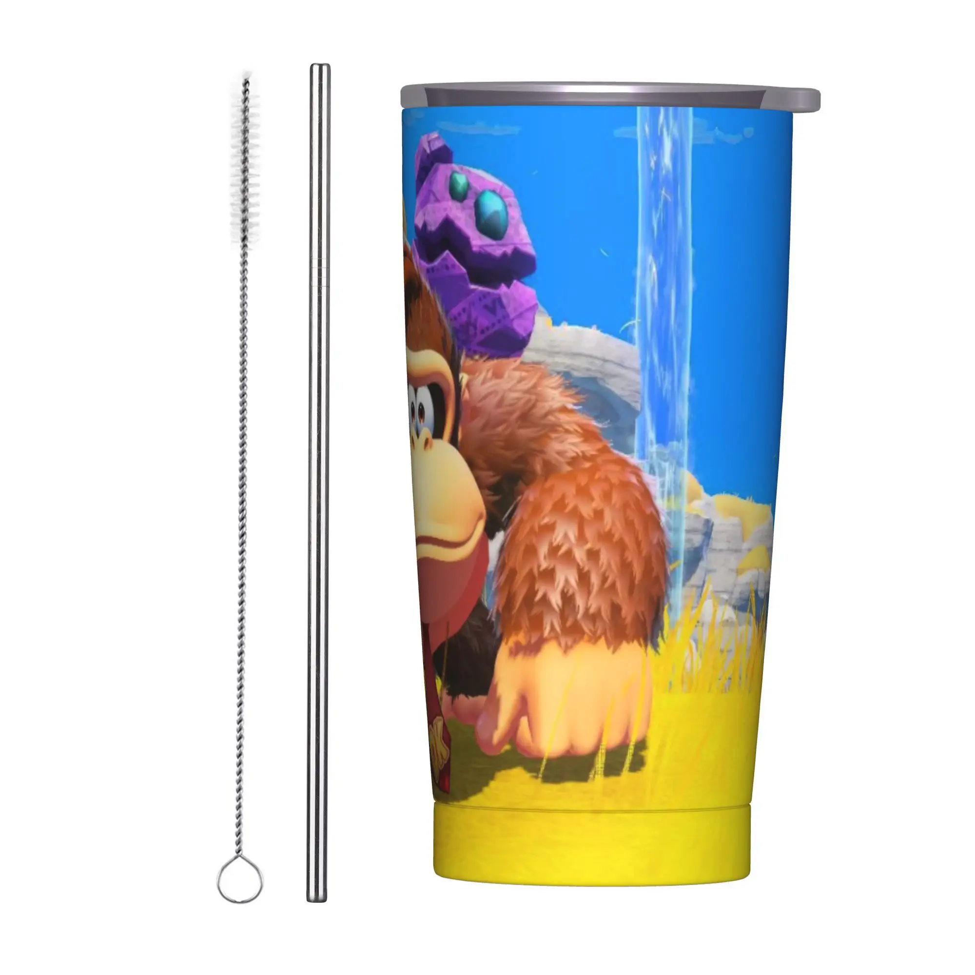 

Donkey Kong Bananza Game Tumbler Vacuum Insulated Thermal Cup Stainless Steel Office Home Mugs Spill Proof
