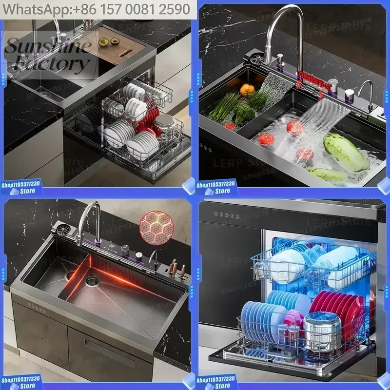 13 Sets 1000mm Electric Ultrasonic Integrated Sink Dishwasher for Household Use Built-in Installation
