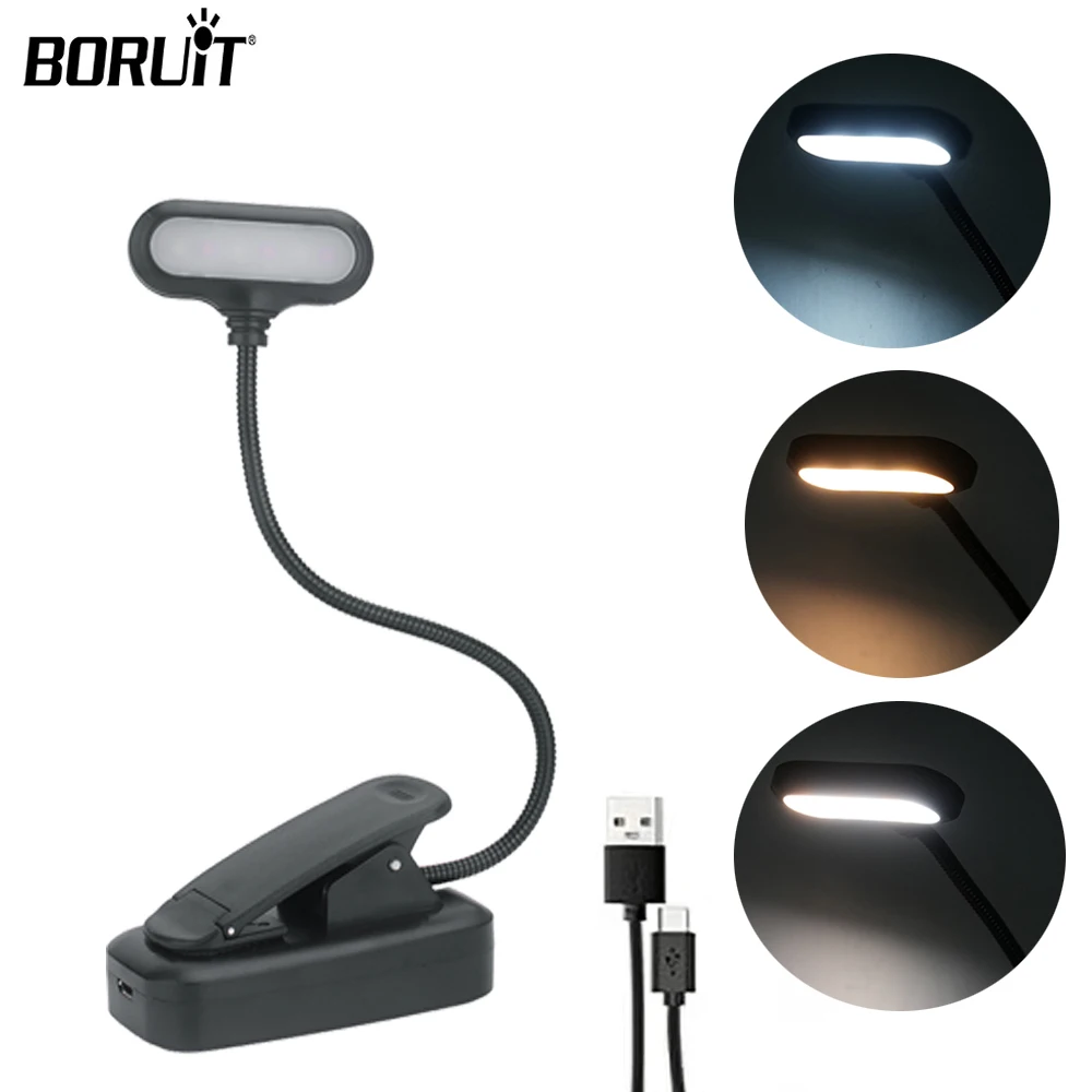 Book Light Rechargeable Reading Light 6 LED Warm Cool White Daylight With Magnet Portable Flexible Easy Clip Night Reading Lamp