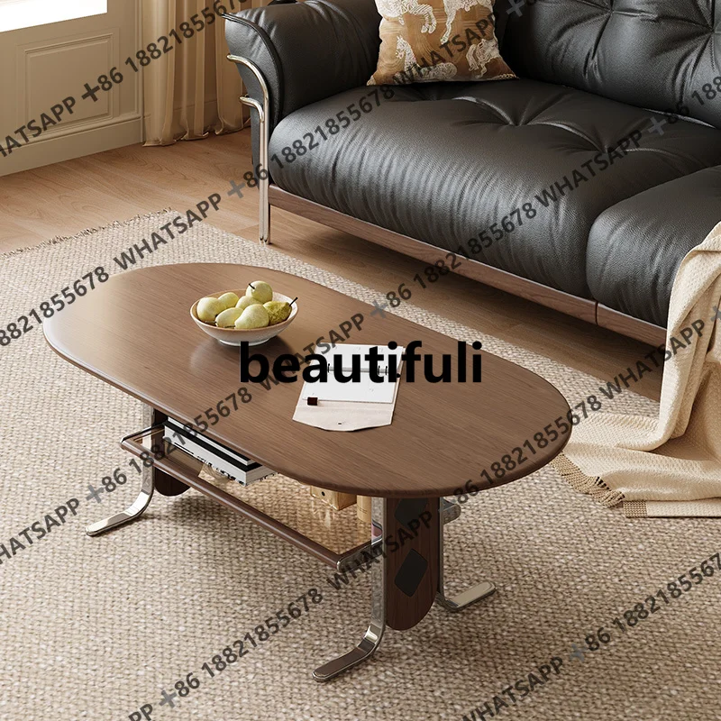

Medieval style slate coffee table living room small apartment light luxury modern high-end tea table new style