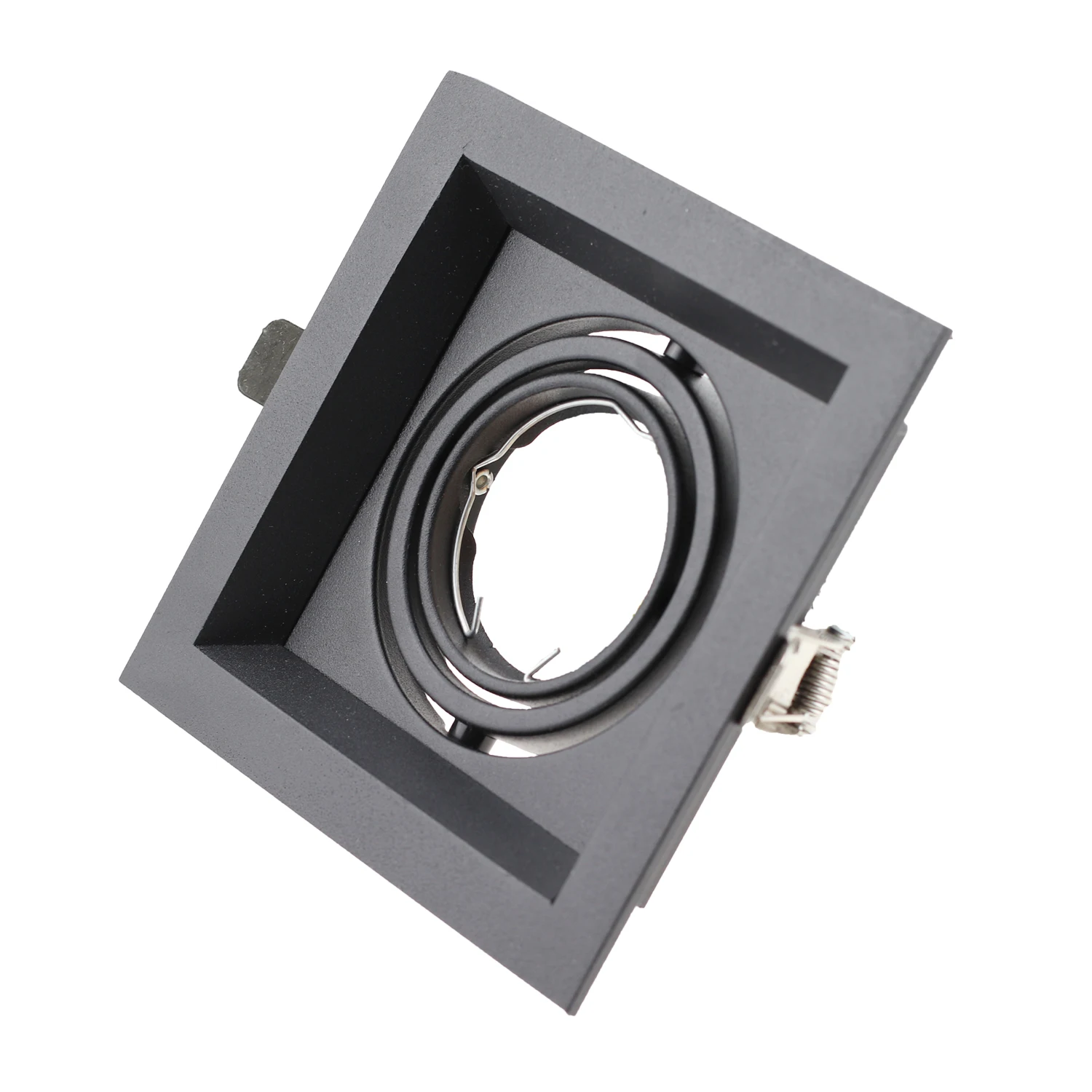 Preto Recesso Teto LED Fixture Frame, Painel Down Light Cut Buraco, Alumínio Ferro Praça Fixture Frame, GU10, 105mm