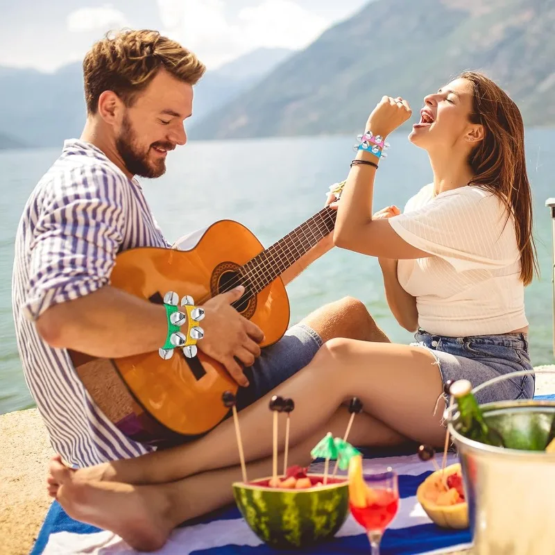 نغمة رنين معصم عيد الميلاد، أداة قرع، لعبة إيقاع الموسيقى، جرس يدوي قابل للتعديل مناسب لتزيين حفلات عيد الميلاد