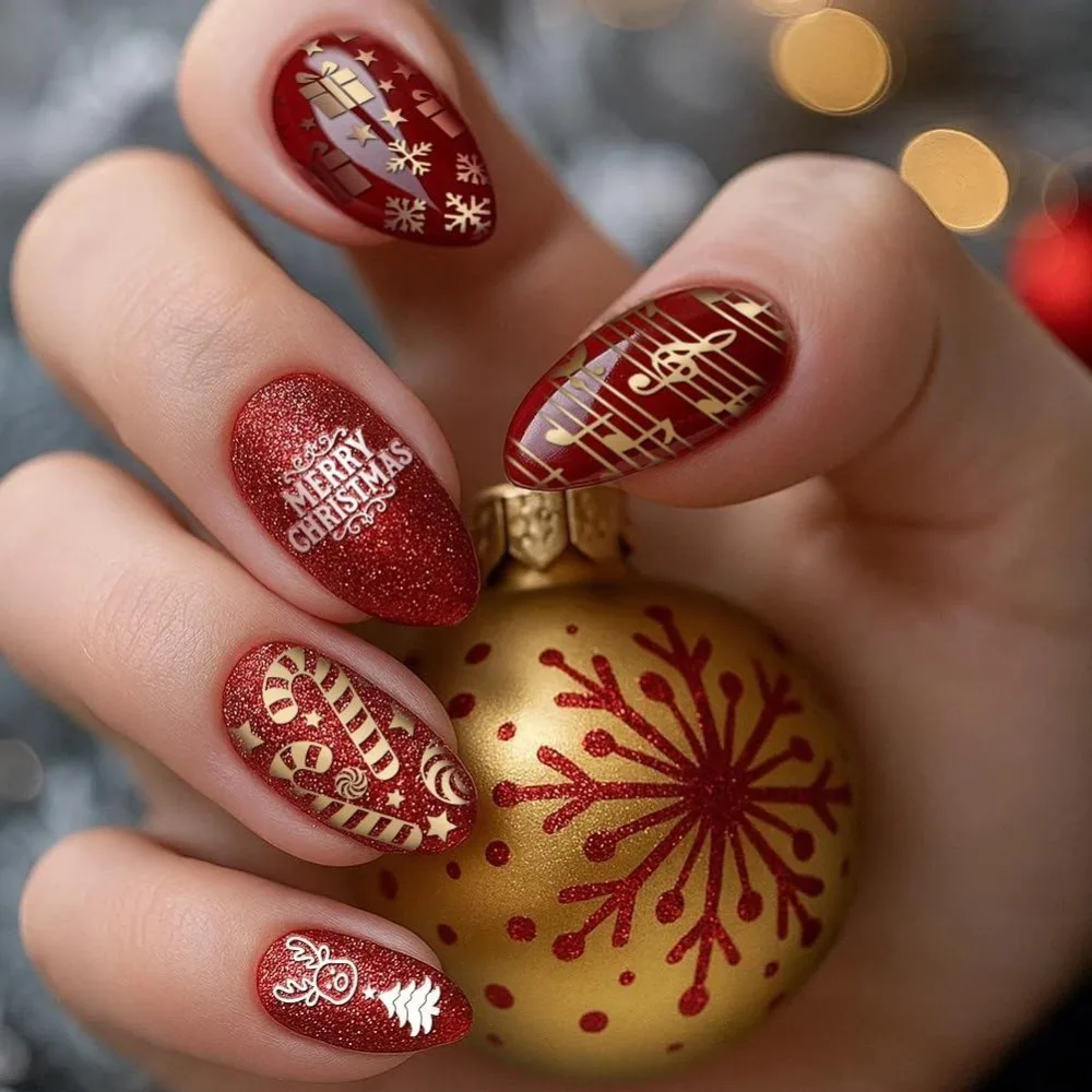 5Pcs Christmas Nail Art Stamping Plate Template Set