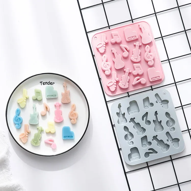 14-hole Musical Instrument Note Modeling Silicone Mold Fondant Cake Chocolate Mold Ice Cube Cake Mould Cake Decorating Tools