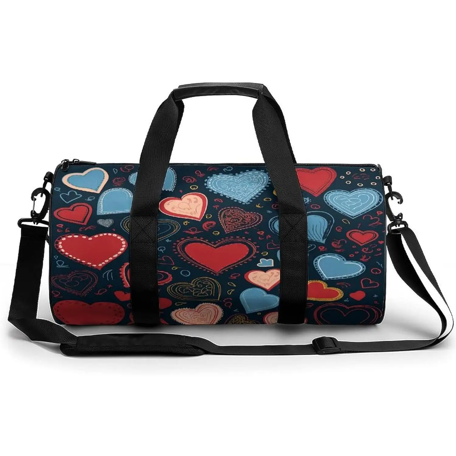 

Сумка-дафл с красочным рисунком в виде сердечек, большая вместительная сумка с регулируемым ремешком, модная дорожная сумка для спортзала для женщин и мужчин