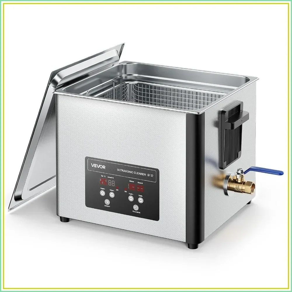 15L Ultrasonic Cleaner 240W 40kHz Digital Display Stainless Steel Basket for Parts Carburetors Instruments