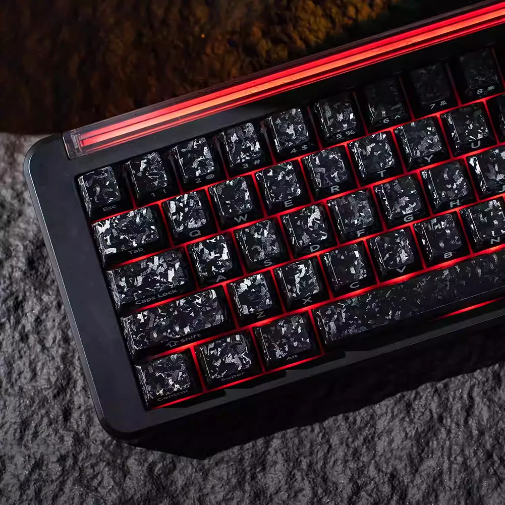 

Колпачки для клавиш с текстурой карбонового волокна, с боковой печатью, профиль CHERRY, минималистичный черный цвет, для клавиатур 60/64/68/75/87/98/104/108