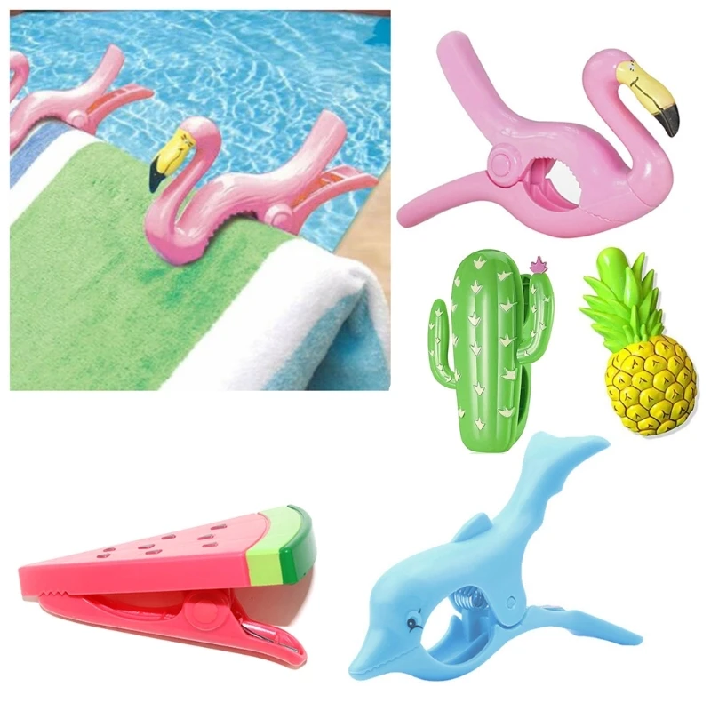 50JC Plastic Beach Towels Clips For Sunbeds Sun-Lounger Animal Decorative Clothe Clip