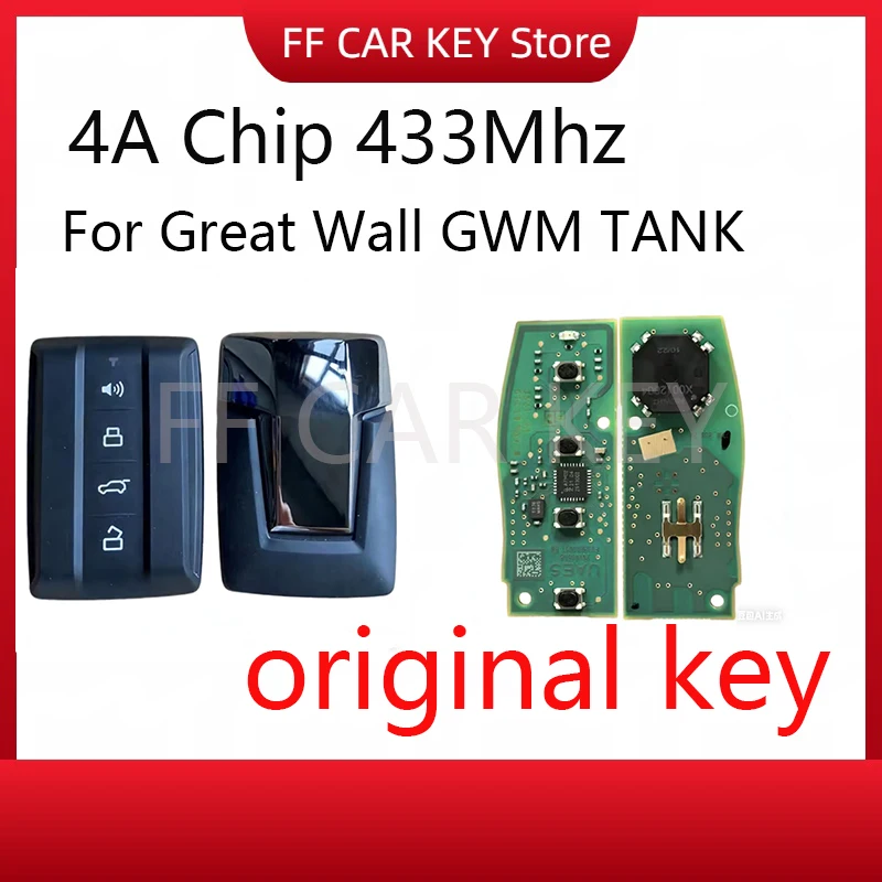 

OEM For Great Wall GWM TANK 300 Car Smart Remote Key With Logo 4A Chip 4 Buttons Fob Intelligent Car Key Replacement