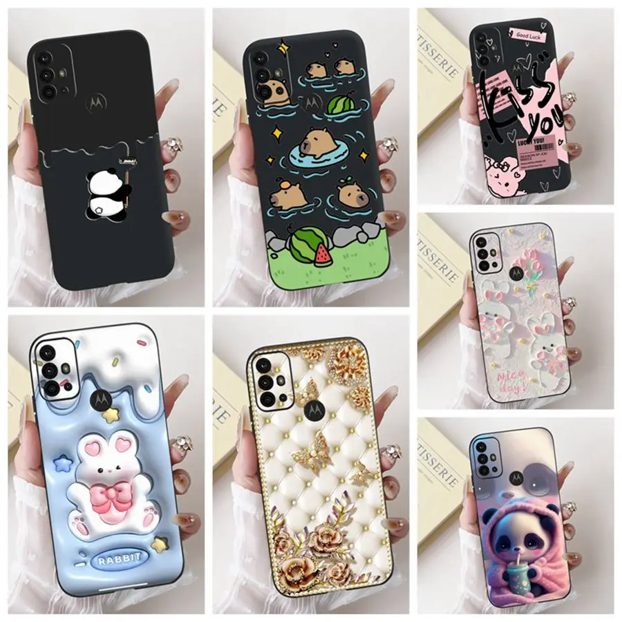 For Motorola G10 G20 G30 G60 Phone Case New Cartoon Painted Black Matte Soft Silicone Cover for Moto G40 Fusion G 10 20 30 Funda