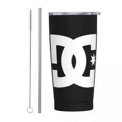 DC Shoe Co Stainless Steel Tumbler Vacuum Insulated Mug Thermal Cold Bottle Straw With Lid 20oz