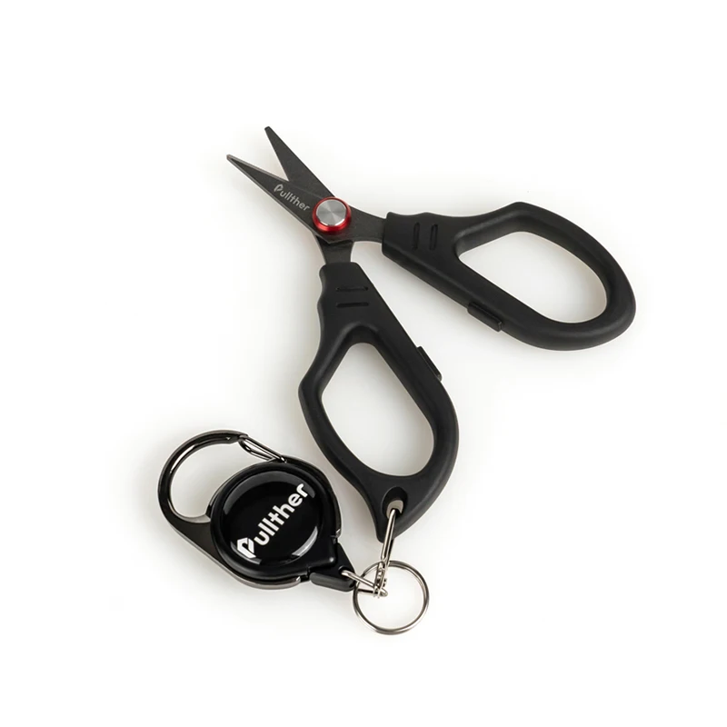 Pullther Fishing Line Scissors Braid Line Scissor Carp fishing with Retractable Reel Badge Holder Tackle fishing accessories