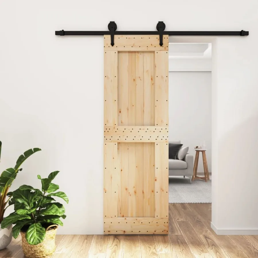

Sliding Door with Hardware Set 27.6x82.7 Solid Wood Pine