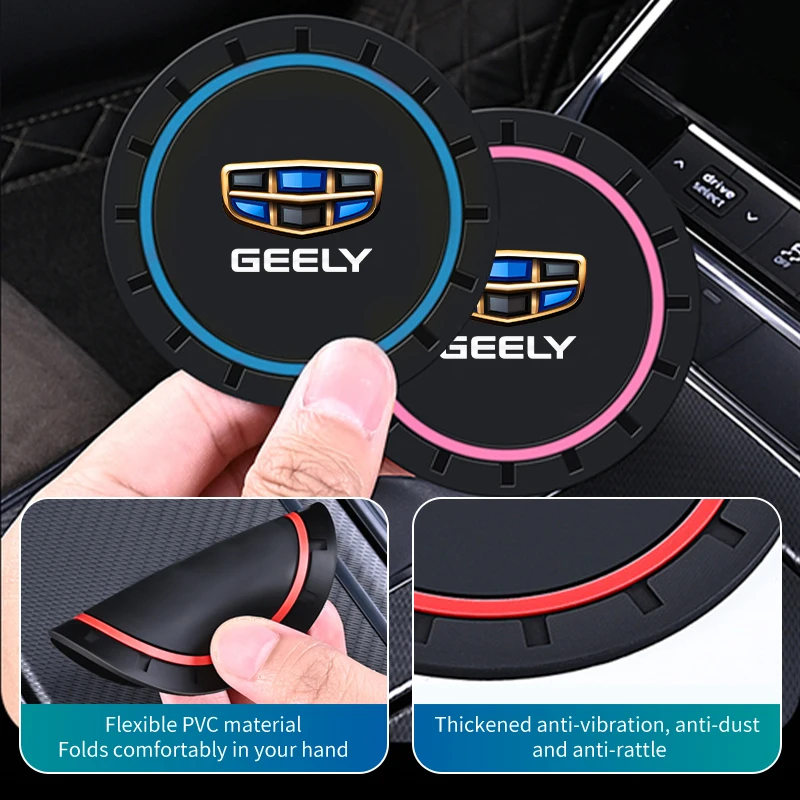 2PCS Available in Multiple Colors Silicone material Coaster Anti-slip For Geely Atlas Boyue Emgrand X7 EC7 GC6 Parts LC EC8