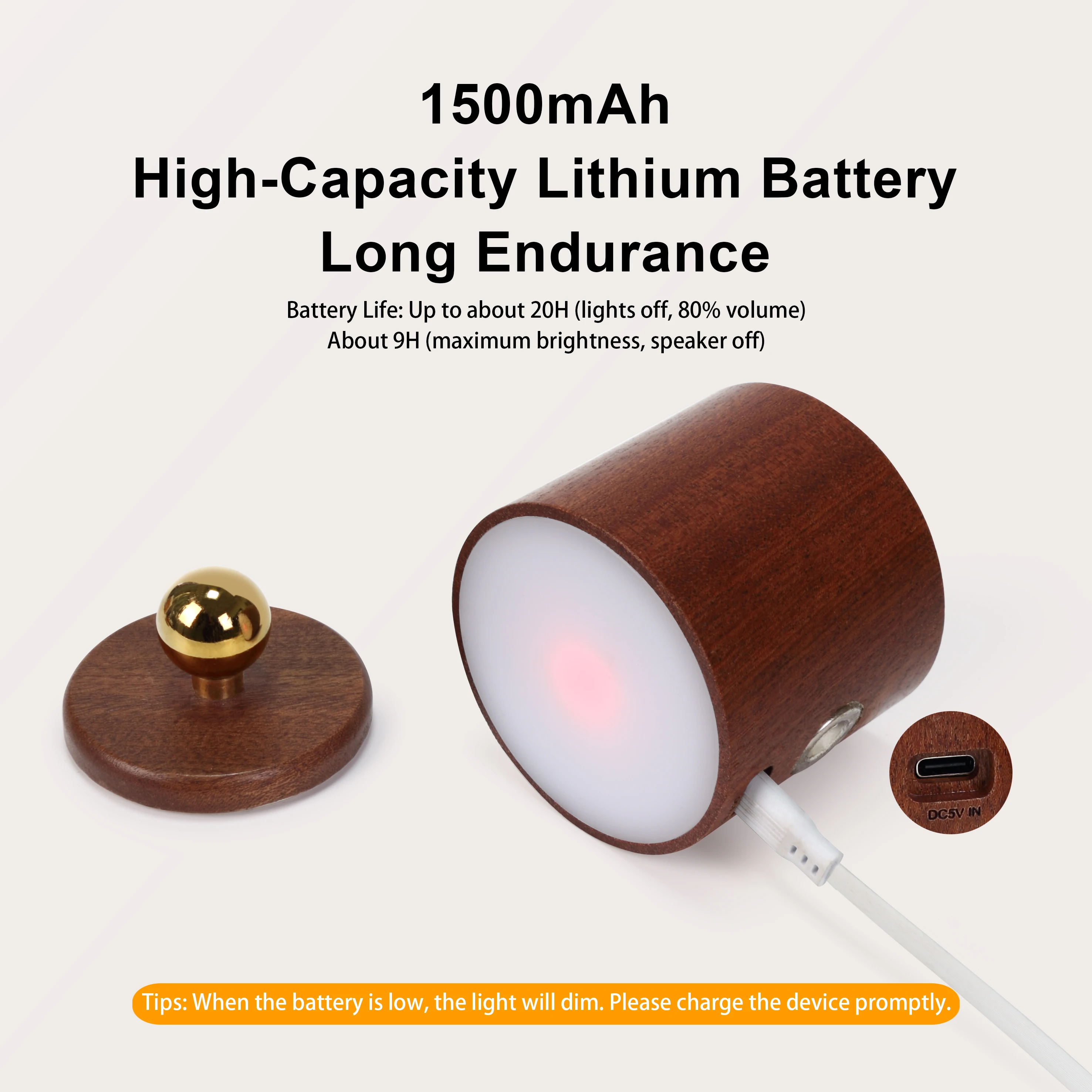 Bluetooth Bedside Lamp with Speaker - Rechargeable LED, Magnetic Mount, 3-Mode Touch Dimming for Bedroom & Nightstand