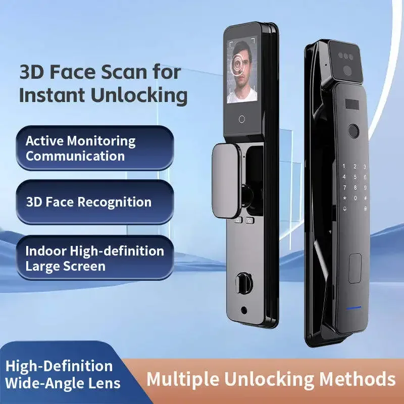 BBDHOME tuya automatic biometric lock rfid IC cardf Wifi APP combination 3D face fingerprint smart door lock with camera