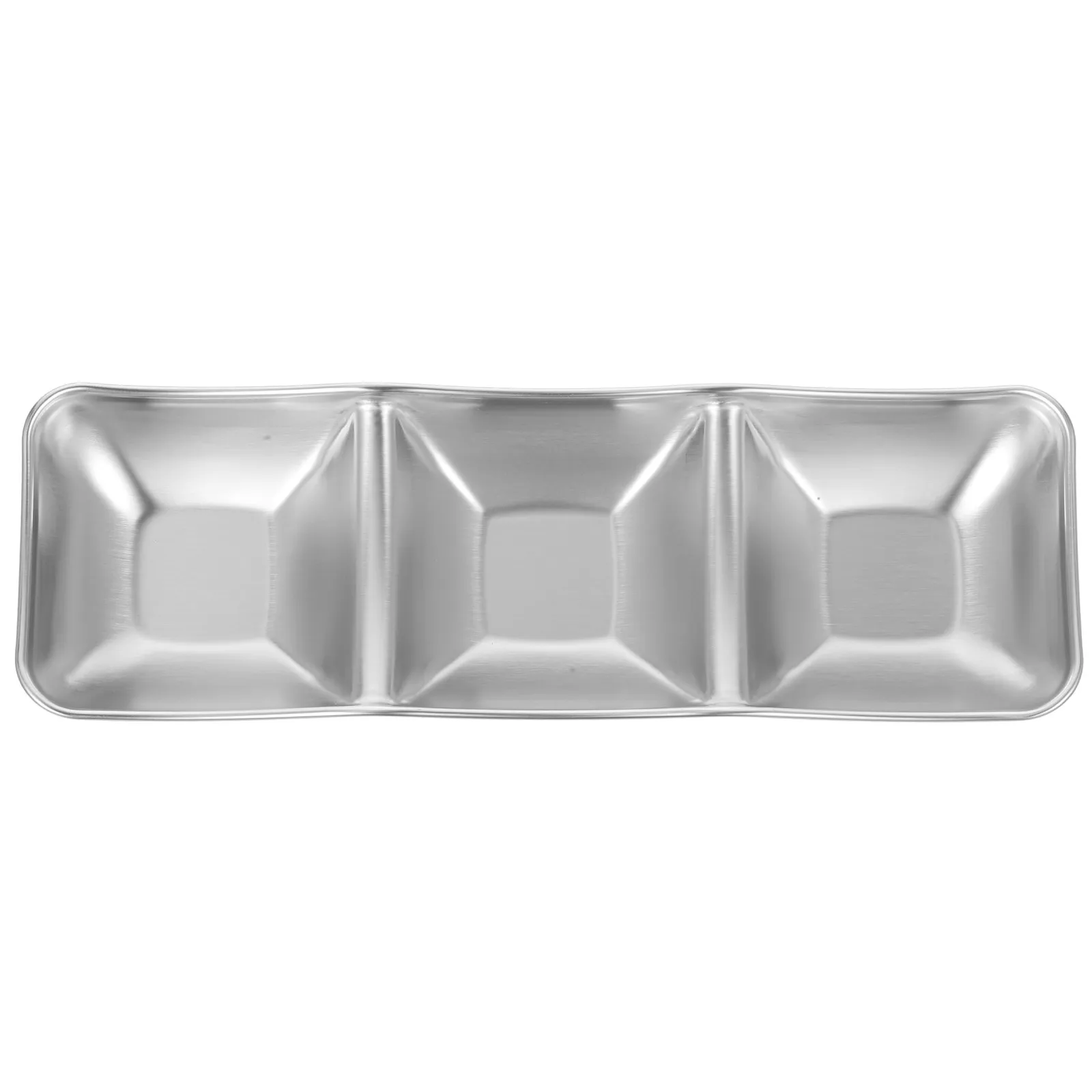 Stainless Steel Sauce Tray with 4-Section Grid Design for Soy Sauce Chili Oil Vinegar Mustard Dipping Serving Condiment Dish