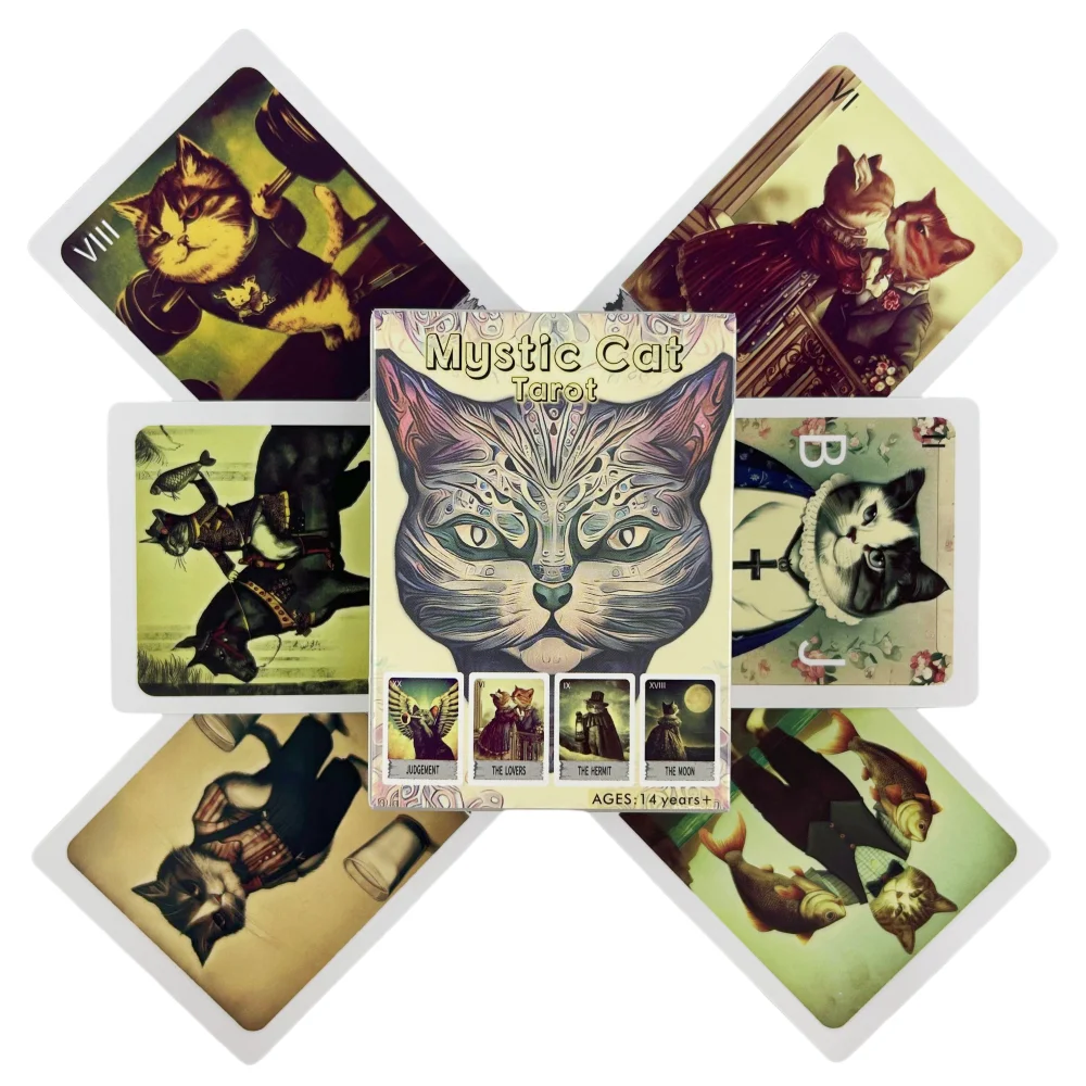 Mystic Cat Tarot Deck Cards Divination Deck English Versions Edition Oracle Board Playing Table Game For Party