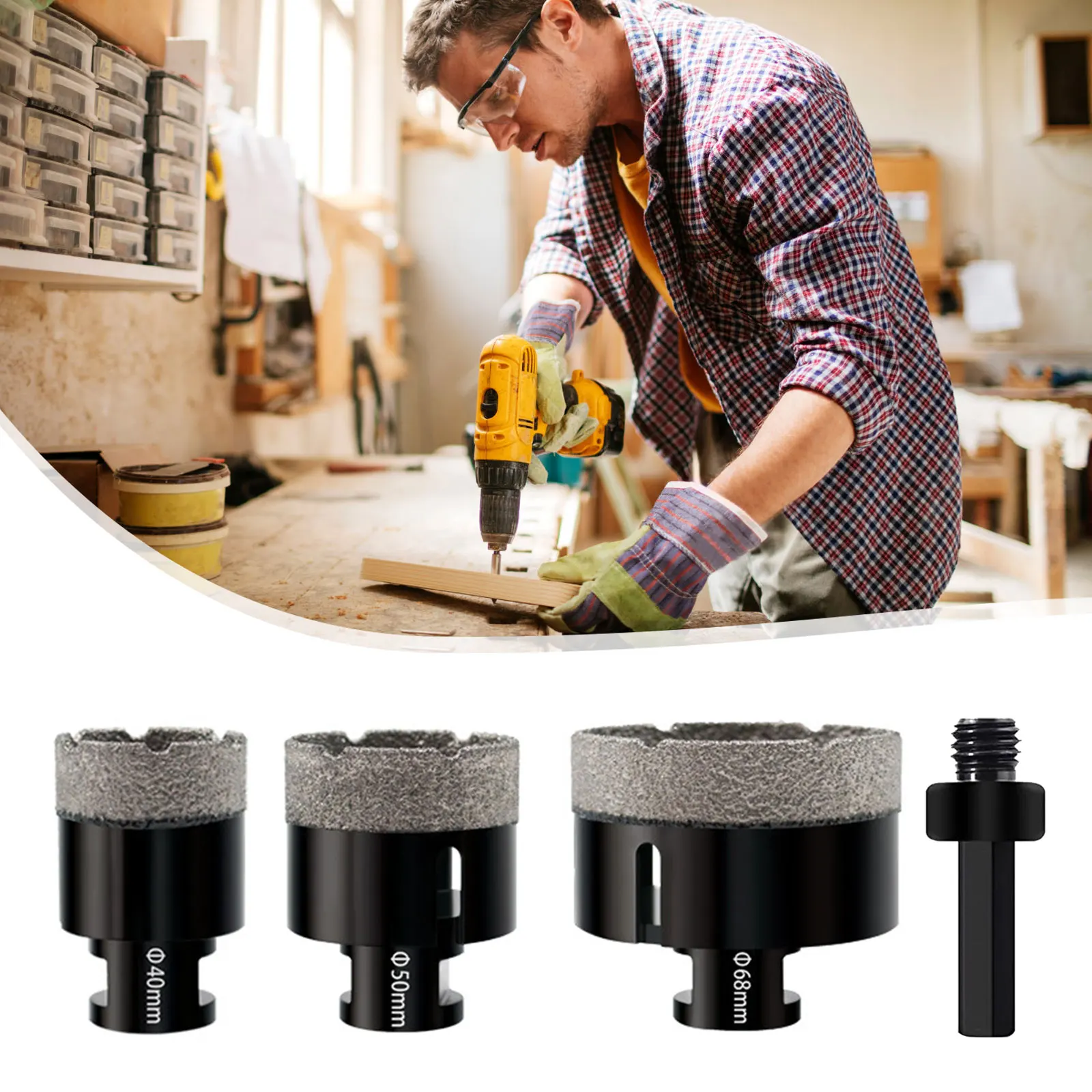 1 pz M14 filettatura a secco vuoto brasato diamante carotaggio Bit gres porcellanato pietra di marmo muratura sega a tazza per strumenti smerigliatrice angolare