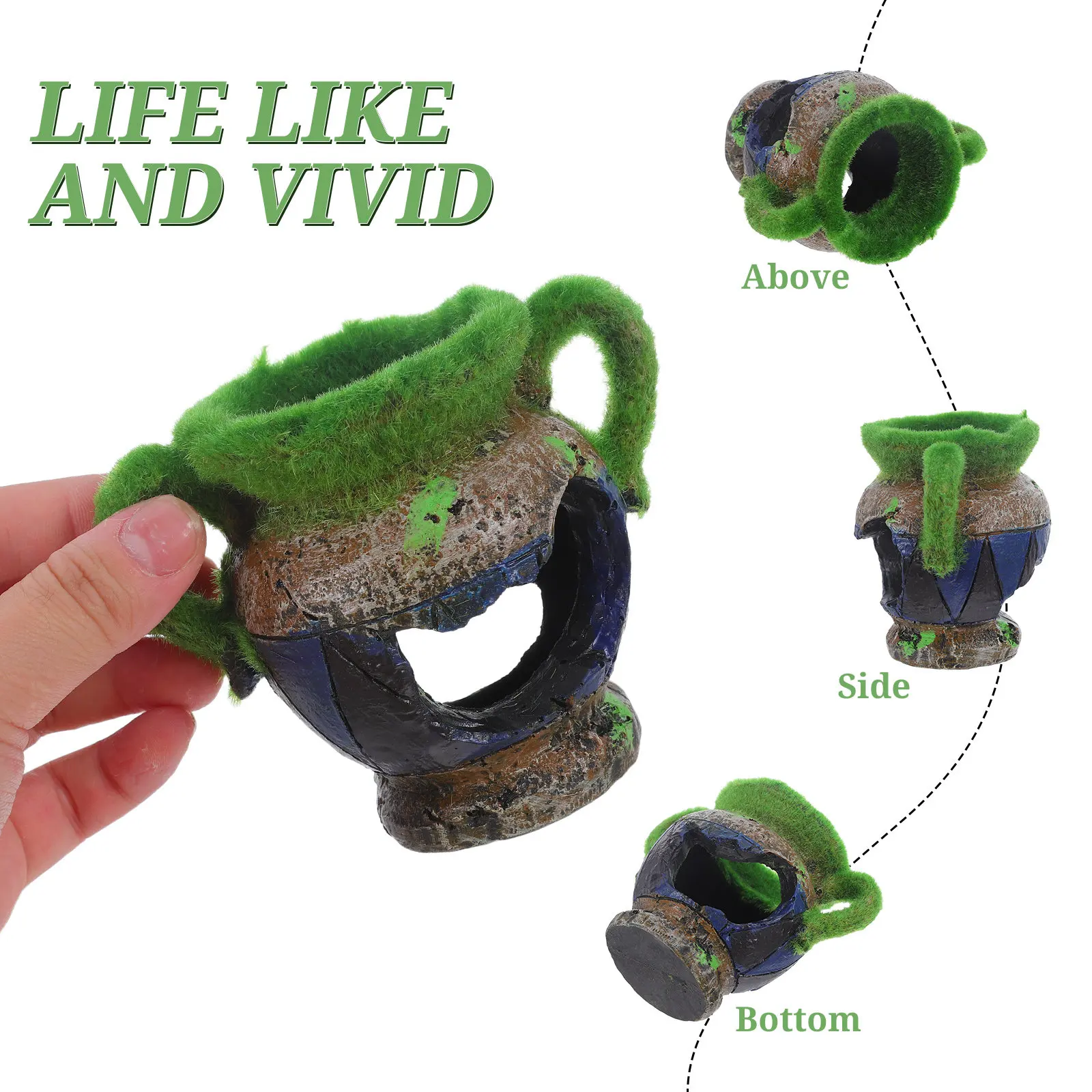 1Pcs Fish Tank Flowerpot Resin Aquarium Ornament Flocking Texture Style Waterproof Non Toxic for Freshwater Seawater