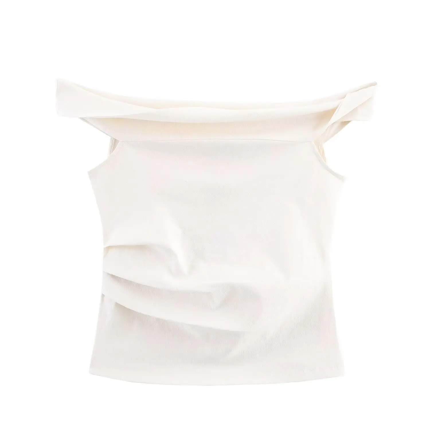 Dave & Di-Tops cortos minimalistas y sexys con hombros descubiertos para mujer, camisetas de manga corta de Color sólido para verano