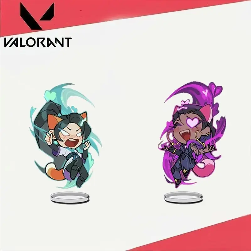 VALORANT Standing Anime KeyChain Reyna Sage Men Key Chain for Women Cartoon Creative Cosplay Kawaii Figure Acrylic Pendant Gifts