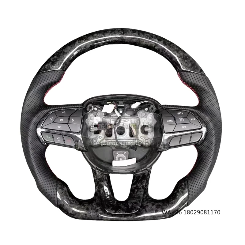 

New Products Forged Carbon Fiber Perforated Leather Steering Wheel for Dodge Challenger Car Steering Wheel
