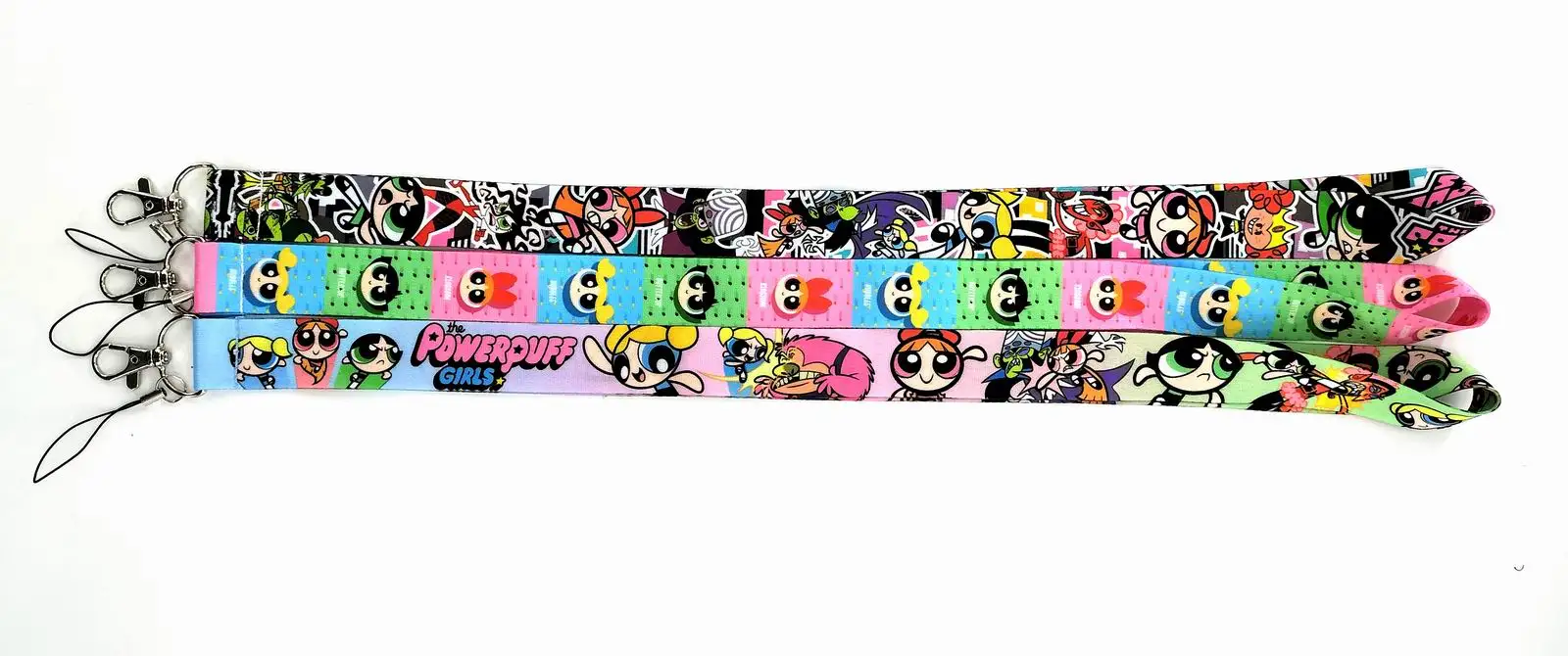 Disney POWERPUFF GIRLS Keychain Pass Gym ID Card Badge Holder Mobile Phone Neck Straps DIY Hang Rope Webbing Ribbon Accessories