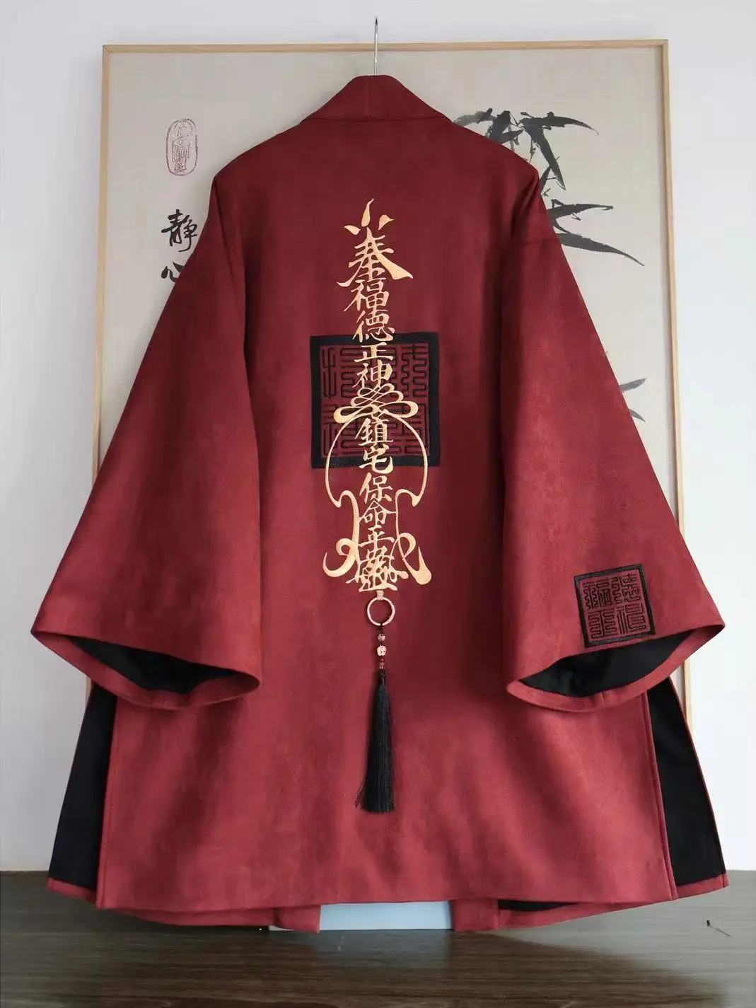 NIche جديد النمط الصيني الزي الرجال النساء ترقية التطريز متوسطة طول معطف Vintage احتفالي للجنسين سترة خارجية رداء محظوظ