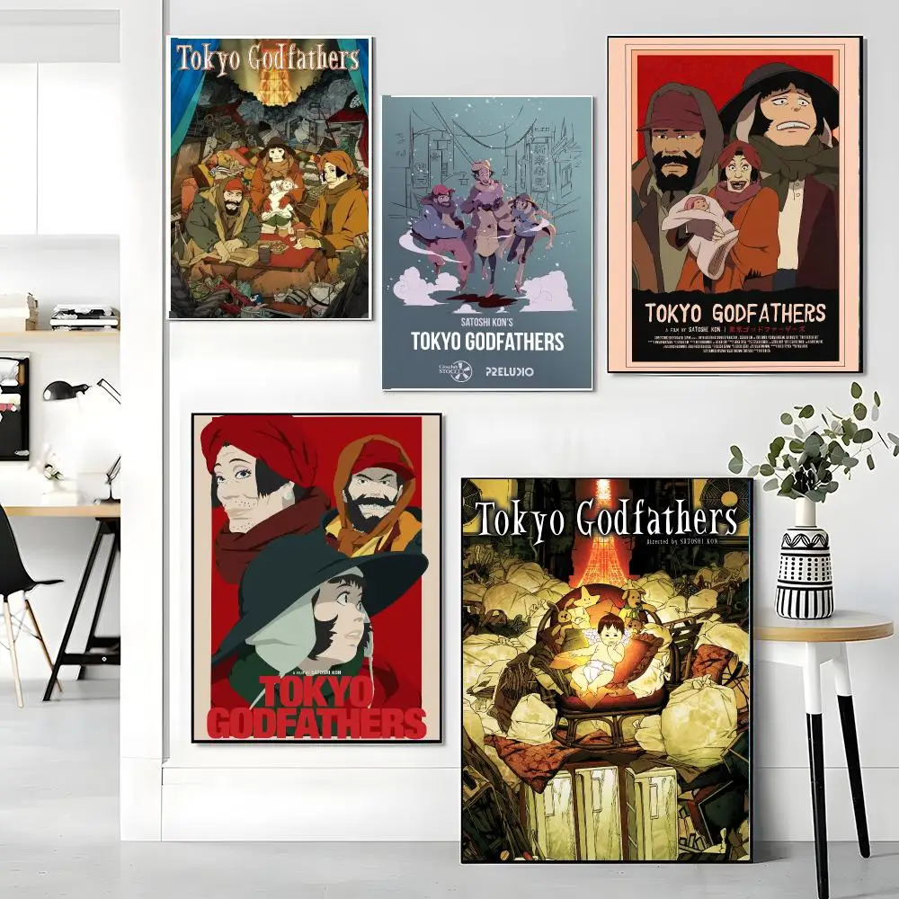 anime T-Tokyo Godfathers-S Painting Calligraphy Boho Botanical Decor for Living Room Elegant Home Style