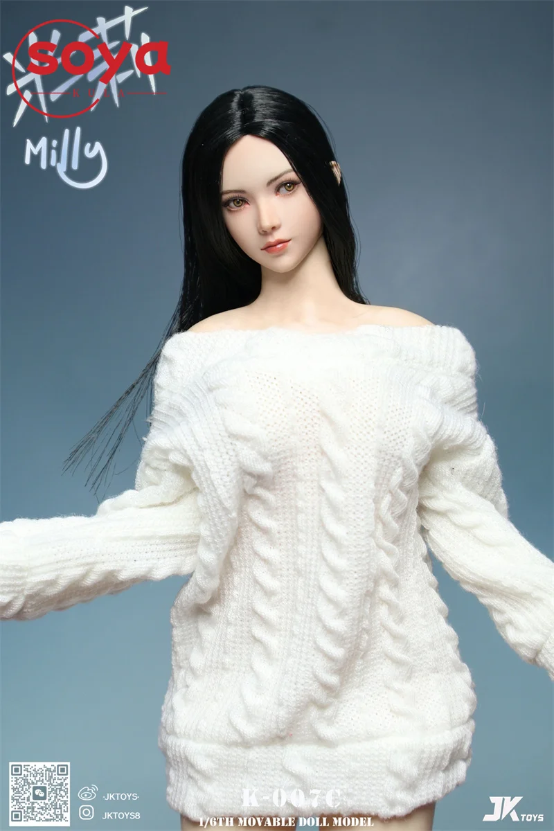 JKTOYS K-007 หุ่นจำลองศีรษะแบบขยับได้ ขนาด 1/6 รุ่นสาวงามเอเชีย มิลลี่ สำหรับตัวฟิกเกอร์แอคชั่นทหารหญิงขนาด 12 นิ้ว