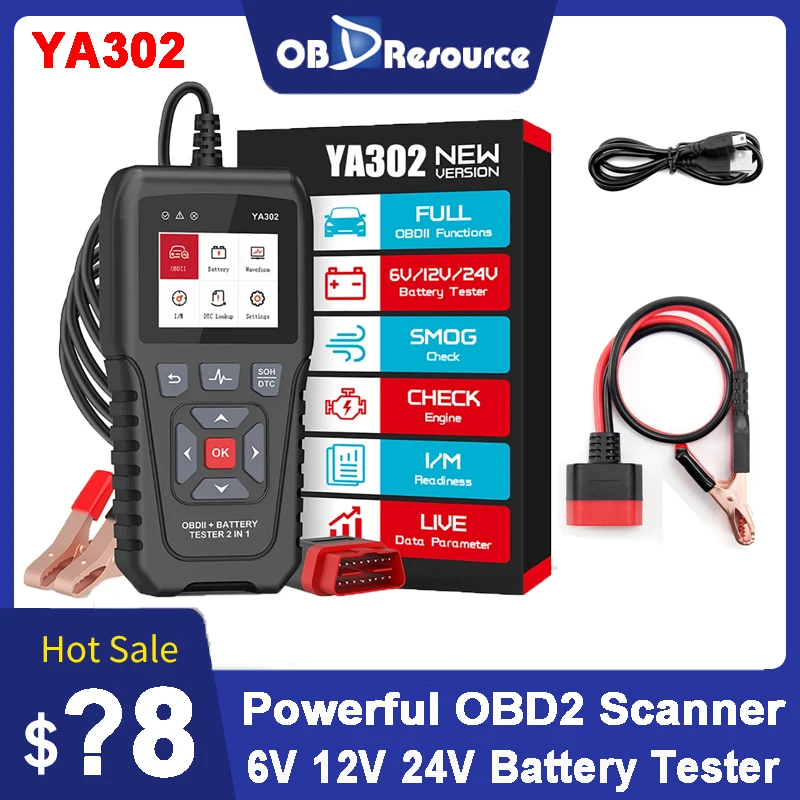 OBDResource 2 in 1 Car OBD2 Scanner Code Reader 6V 12V 24V Battery Tester 100-2000 CCA Battery Charging Test  Diagnostic Tool accurate manufacturer price urine test strip reader w 200b semi automatic urine analyzer