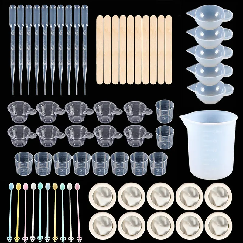 

Epoxy Resin Tools Kit Silicone Mold Tools Included Mixing Cups Droppers Wood Sticks Measuring Cups for Jewelry Making DIY