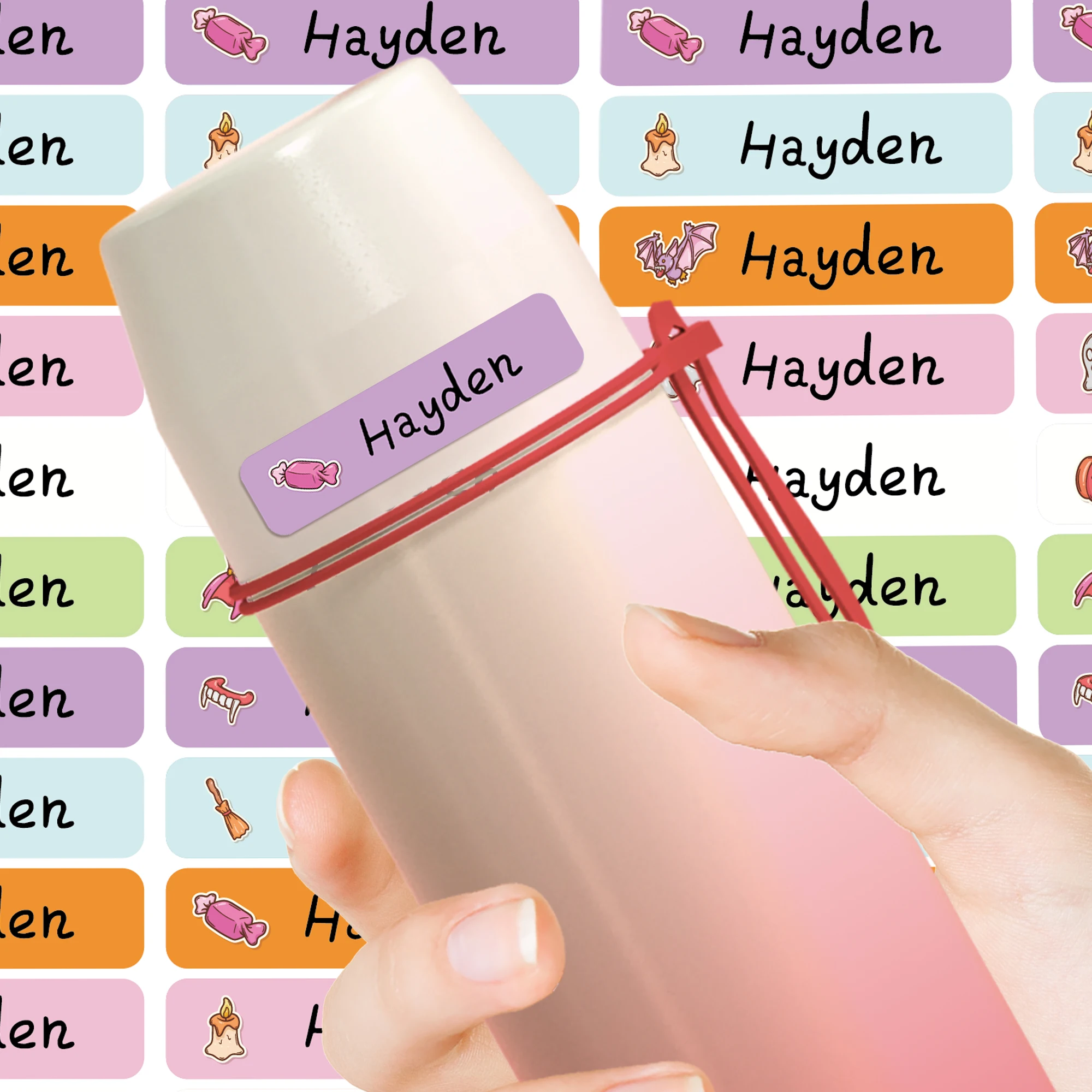 126/168pcs cartoon Personalized Name Stickers Textbook Tag Textbook Label Customizable Patches For Office Supplies