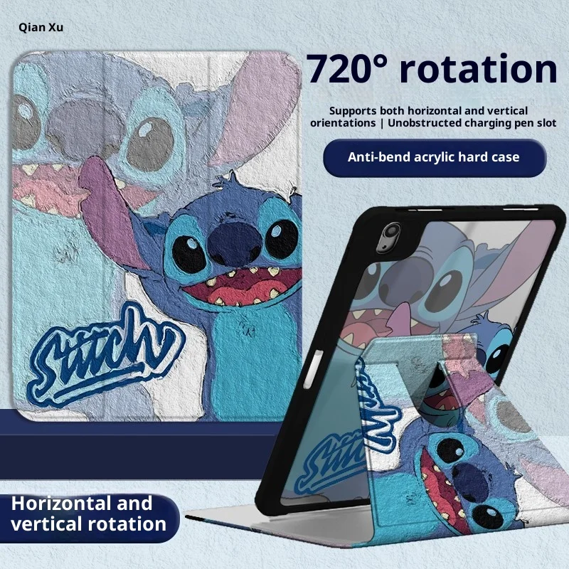 

Чехол MINISO Stitch для iPad Funda ipad Air 4 5 M2 M3, чехол для планшета ipad A16, 10-го 11-го поколения Pro 5 6 MIni 6 7, защитный чехол-подставка