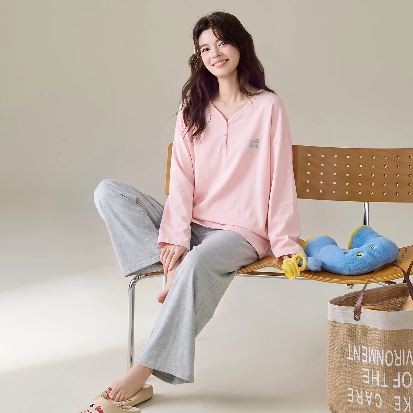 pijama feminino 100% cotton long sleeve pajamas set o-neck soft modal pijamas mujer loungewear sleepwear 2pcs  for autumn winter