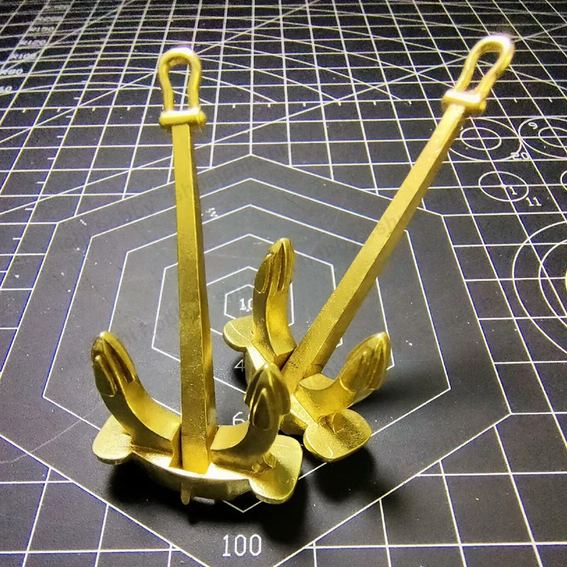 1 STKS Gesimuleerde Messing Hall Anker Beweegbare Ankers Staaflengte 48mm Miniscale Schip Accessoires voor RC Boten Modellen Statische Decor