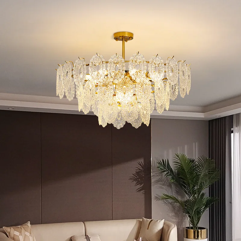 

Nordic Luxury Gold Chandelier Living Room Crystal Lamp Postmodern Restaurant Bedroom Glass Lamp Medieval Led Pendant Light E14