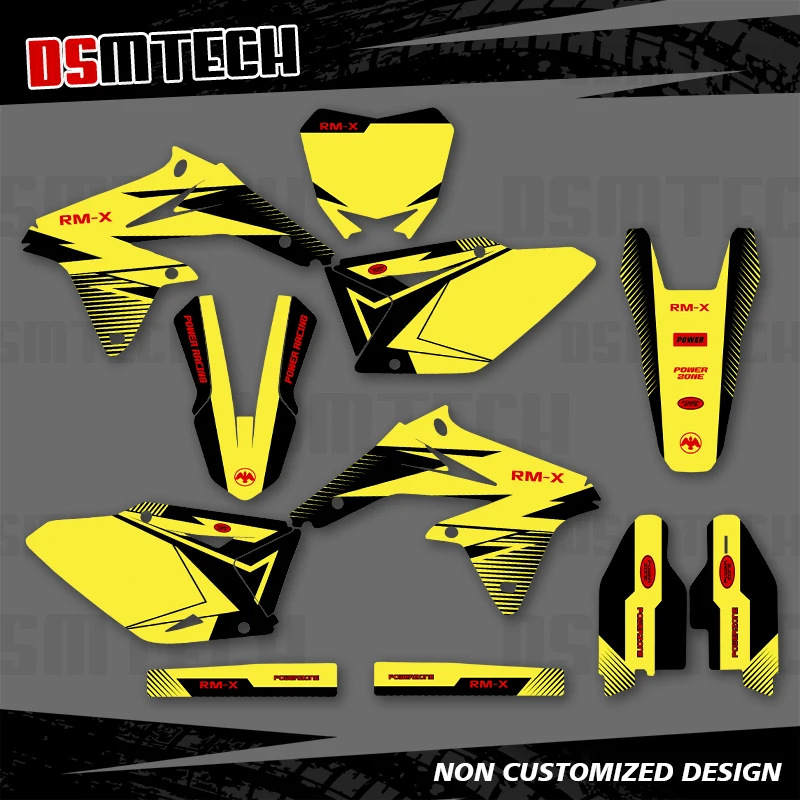 

DSMTECH для SUZUKI RMZ450 RMZ 450 2008-2017, полная графика, наклейки, наклейки для мотоцикла, фон, индивидуальный номер, имя 002
